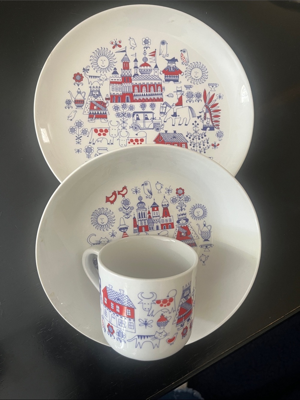 1960’s Vintage Arabia of Finland, Child Plate Set, Excellent Condition
